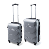 Stříbrná sada 2 luxusních lehkých skořepinových kufrů "Luxury" - vel. M, L