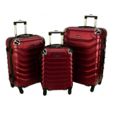Tmavě červená sada 3 plastových kufrů "Premium" - vel. M, L, XL