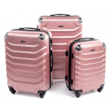 Růžová sada 3 plastových kufrů "Premium" - vel. M, L, XL