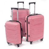 Růžová sada prémiových plastových kufrů "Wallstreet" - M, L, XL