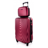 Tmavě červená sada (taška+kufr) skořepinových kufrů "Motion" - 2 velikosti