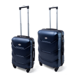 Tmavě modrá sada 2 luxusních lehkých skořepinových kufrů "Luxury" - vel. M, L