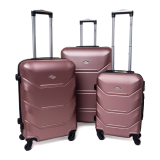 Růžová sada 3 luxusních skořepinových kufrů "Luxury" - vel. M, L, XL
