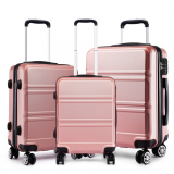 Růžová sada luxusních kufrů s TSA zámkem "Travelmania" - vel. M, L, XL