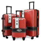 Červená sada extravagantních skořepinových kufrů "Shiny" - vel. M, L, XL