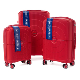 Červená sada 3 luxusních odolných kufrů "Orbital" - M, L, XL