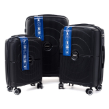 Černá sada 3 luxusních odolných kufrů "Orbital" - M, L, XL