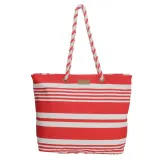 Červeno-bílá pruhovaná plážová taška "Vacation"