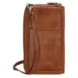 Hnědá kožená kabelka na mobil + peněženka „Dayana“ 2v1