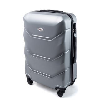 Stříbrný luxusní lehký plastový kufr "Luxury" - 3 velikosti