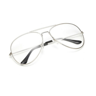 Stříbrné čiré brýle pilotky "Aviator"