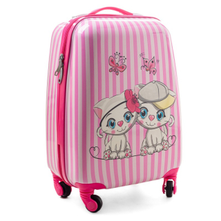 Růžový proužkový kufr pro děti "Kitty" - vel. M