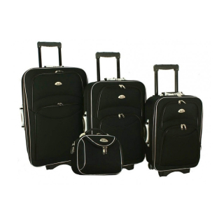 Set 4 černých cestovních kufrů "Standard" -  vel. S, M, L, XL