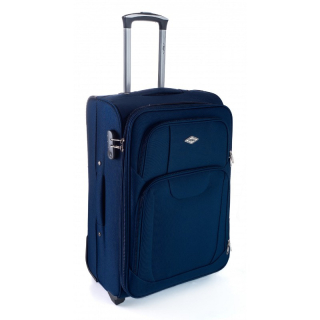Tmavě modrý objemný látkový kufr "Golem" - 2 velikosti