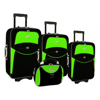 Zeleno-černá sada 4 cestovních kufrů "Standard" -  vel. S, M, L, XL