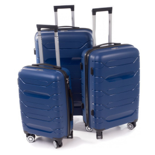 Tmavě modrá sada prémiových plastových kufrů "Wallstreet" - M, L, XL