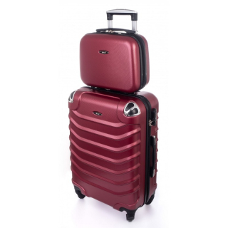 Tmavě červená sada (taška+kufr) skořepinových kufrů "Premium" - 2 velikosti