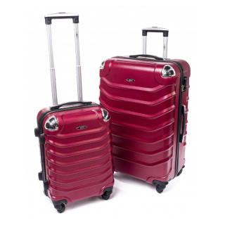 Tmavě červená 2 sada skořepinových kufrů "Premium" - 2 velikosti