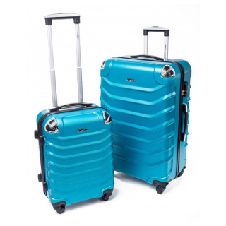 Tmavě tyrkysová 2 sada skořepinových kufrů "Premium" - 2 velikosti