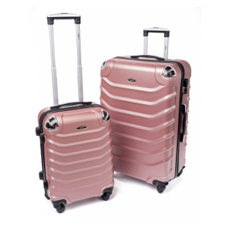 Růžová 2 sada skořepinových kufrů "Premium" - 2 velikosti