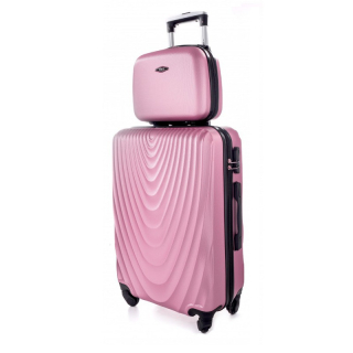 Růžová sada (taška+kufr) skořepinových kufrů "Motion" - 2 velikosti