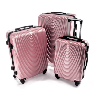 Zlato-růžová sada 3 dámských skořepinových kufrů "Motion" - vel. M, L, XL