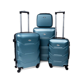 Tmavě tyrkysová sada 4 luxusních skořepinových kufrů "Luxury" - vel. S, M, L, XL