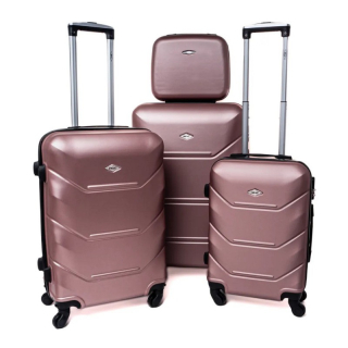 Zlato-růžová sada 4 luxusních skořepinových kufrů "Luxury" - vel. S, M, L, XL