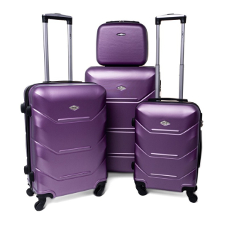 Fialová sada 4 luxusních skořepinových kufrů "Luxury" - vel. S, M, L, XL