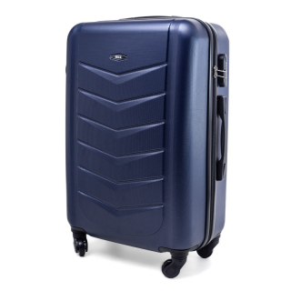 Tmavě modrý elegantní odolný kufr na kolečkách "Armor" - 3 velikosti