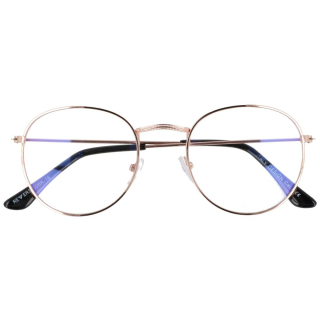 Zlaté oválné čiré antireflexní brýle "Hipster"