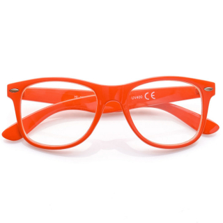 Oranžové čiré imidžové brýle Wayfarer