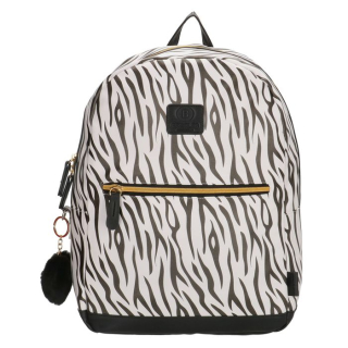 Černobílý kožený školní batoh „Tiger“