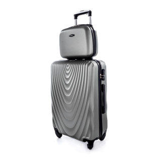 Stříbrná sada (taška+kufr) skořepinových kufrů "Motion" - 2 velikosti