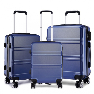 Modrá sada luxusních kufrů s TSA zámkem "Travelmania" - vel. M, L, XL