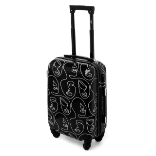 Černo-bílý skořepinový cestovní kufr "Mystery" - 2 velikosti
