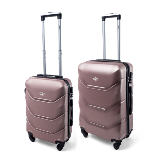 Růžová sada 2 luxusních lehkých skořepinových kufrů "Luxury" - vel. M, L