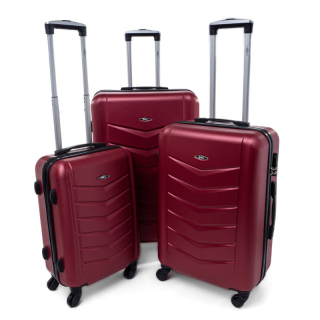 Tmavě červená sada 3 elegantních skořepinových kufrů "Armor" - vel. M, L, XL