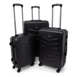 Černá sada 3 elegantních skořepinových kufrů "Armor" - vel. M, L, XL
