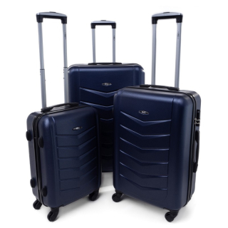 Tmavě modrá sada 3 elegantních skořepinových kufrů "Armor" - vel. M, L, XL