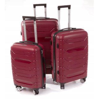 Tmavě červená sada prémiových plastových kufrů "Wallstreet" - M, L, XL