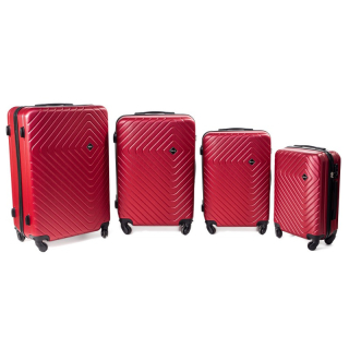 Červená sada 4 pevných plastových kufrů "Waves" - vel. M, L, XL, XXL