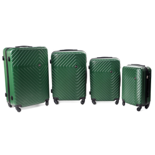 Zelená sada 4 pevných plastových kufrů "Waves" - vel. M, L, XL, XXL