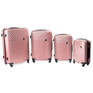 Zlato-růžová sada 4 pevných plastových kufrů "Waves" - vel. M, L, XL, XXL