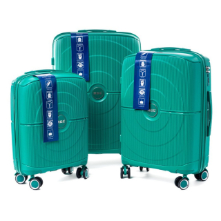 Zelená sada 3 luxusních odolných kufrů "Orbital" - M, L, XL