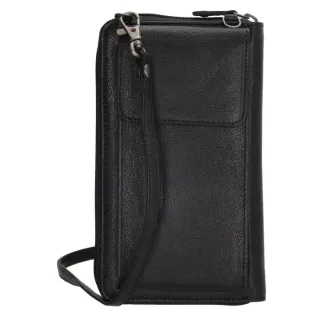 Černá kožená kabelka na mobil + peněženka „Dayana“ 2v1