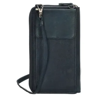 Tmavě modrá kožená kabelka na mobil + peněženka „Dayana“ 2v1