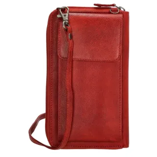 Červená kožená kabelka na mobil + peněženka „Dayana“ 2v1