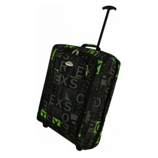 Zeleno-černá lehká cestovní taška na kolečkách "Alphabet" - vel. M 