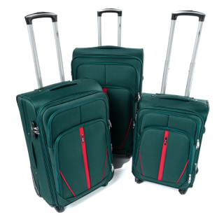 Zelená sada 3 nepromokavých kufrů "Practical" + expander - vel. M, L, XL